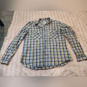 LACOSTE Men's Blue and Yellow Plaid Shirt Size 42